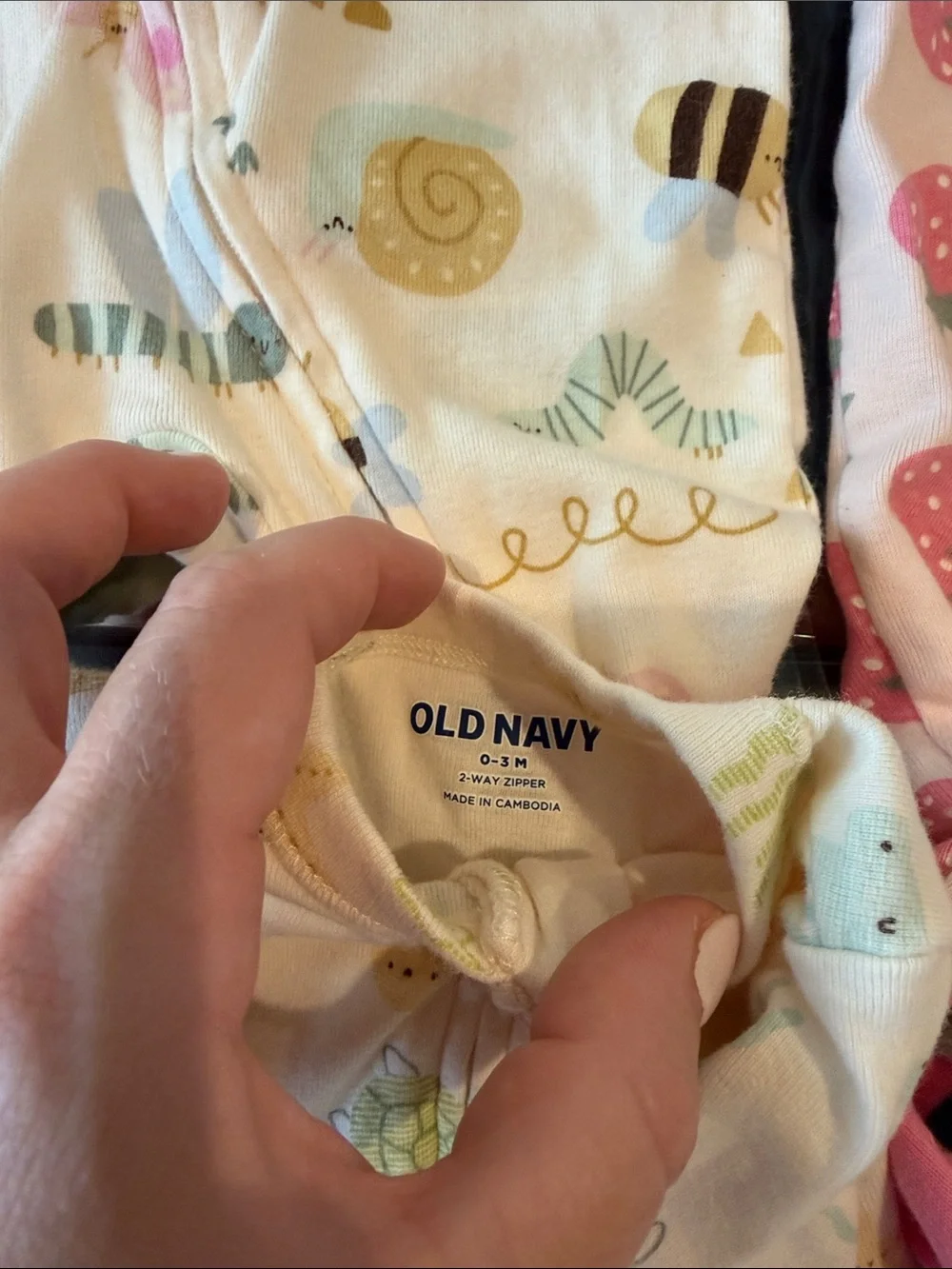 Old Navy Pink Strawberry & Pastel Print Baby One-Piece Sleepers - 4-Pack